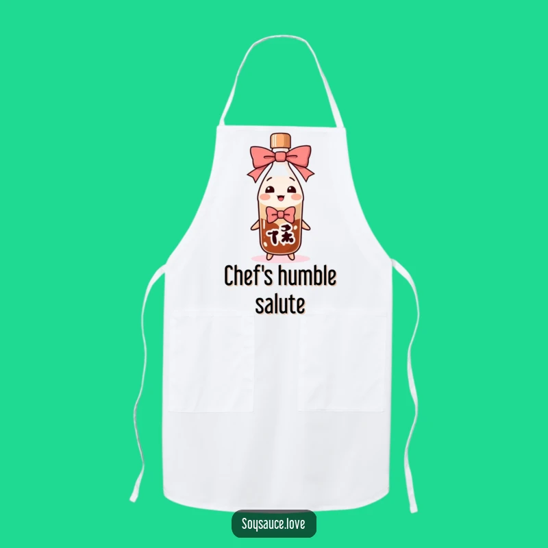 Funny Bowing Soy Sauce Bottle Apron: Cook with Politeness & Humor!
