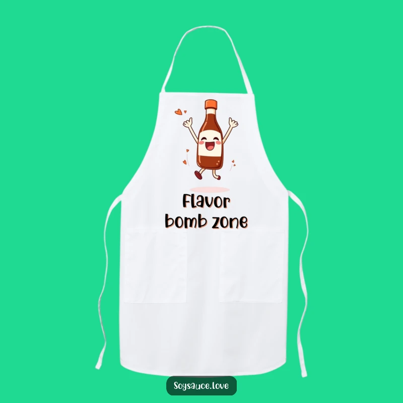 Funny Soy Sauce Jump Apron: Joyful Condiment Chef for Kitchen Fun