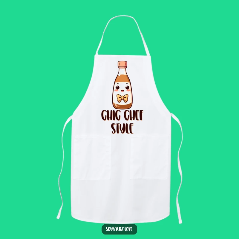 Funny Kawaii Soy Sauce Apron - Bow Tie Kitchen Greeting Gift