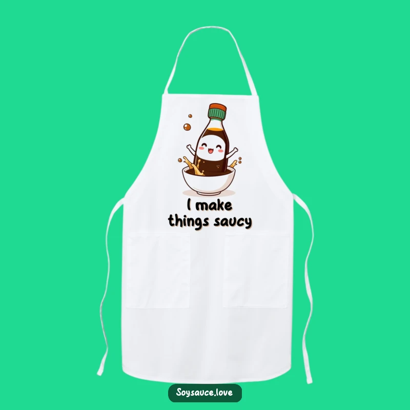 Funny Kawaii Soy Sauce Splash Apron: Cook with Joy & Kitchen Fun!