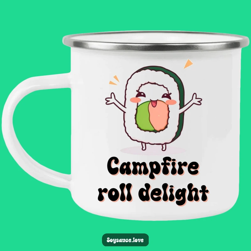 Funny Kawaii Sushi Roll Dance Camping Mug - Winking Sushi Cup, Gift