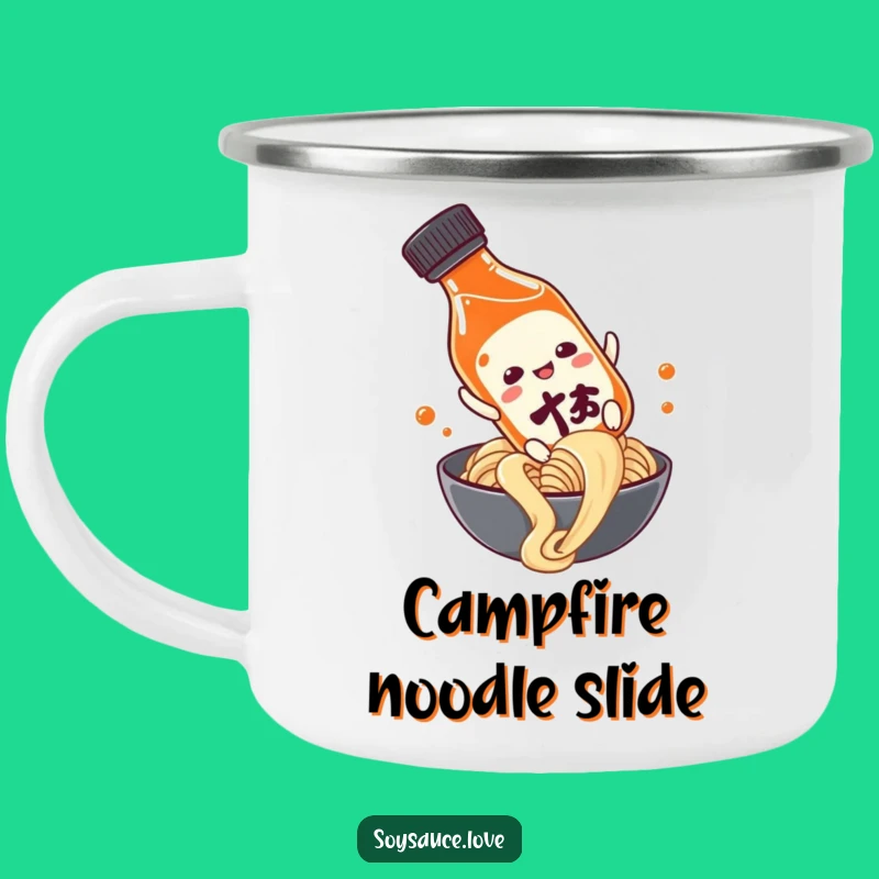 Funny Soy Sauce Noodle Slide Camping Mug: Adventure Fuel for Foodies!