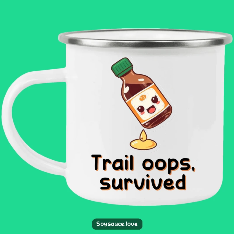 Funny Slipping Soy Sauce Bottle Camping Mug - Comical Outdoor Gift