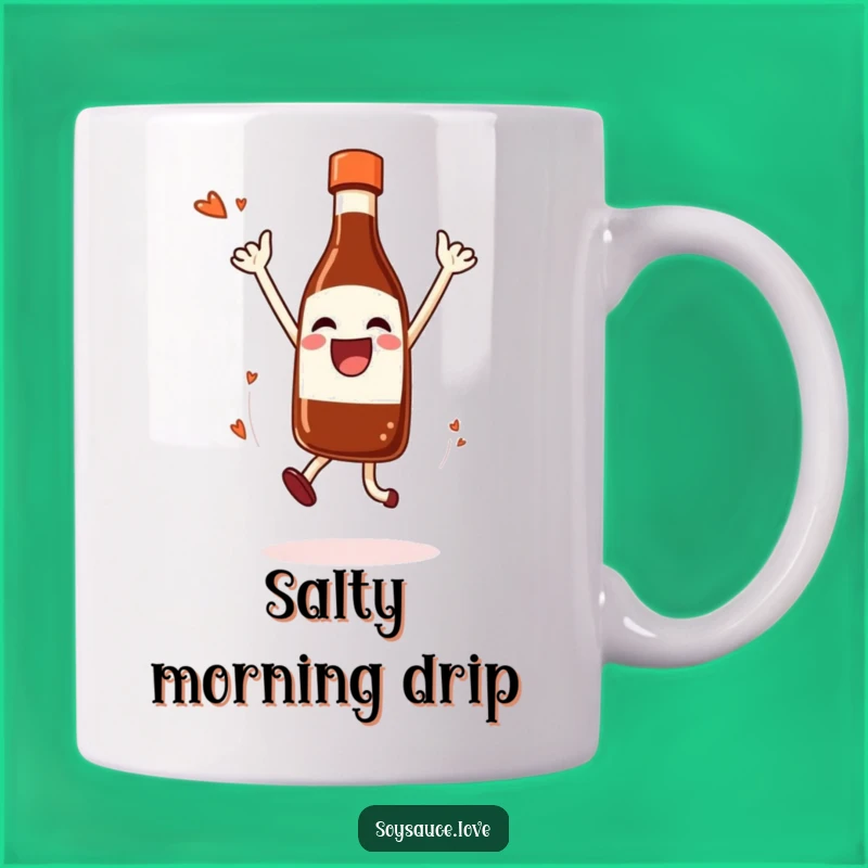 Funny Soy Sauce Jump Mug: Joyful Condiment Celebration Gift for Foodies