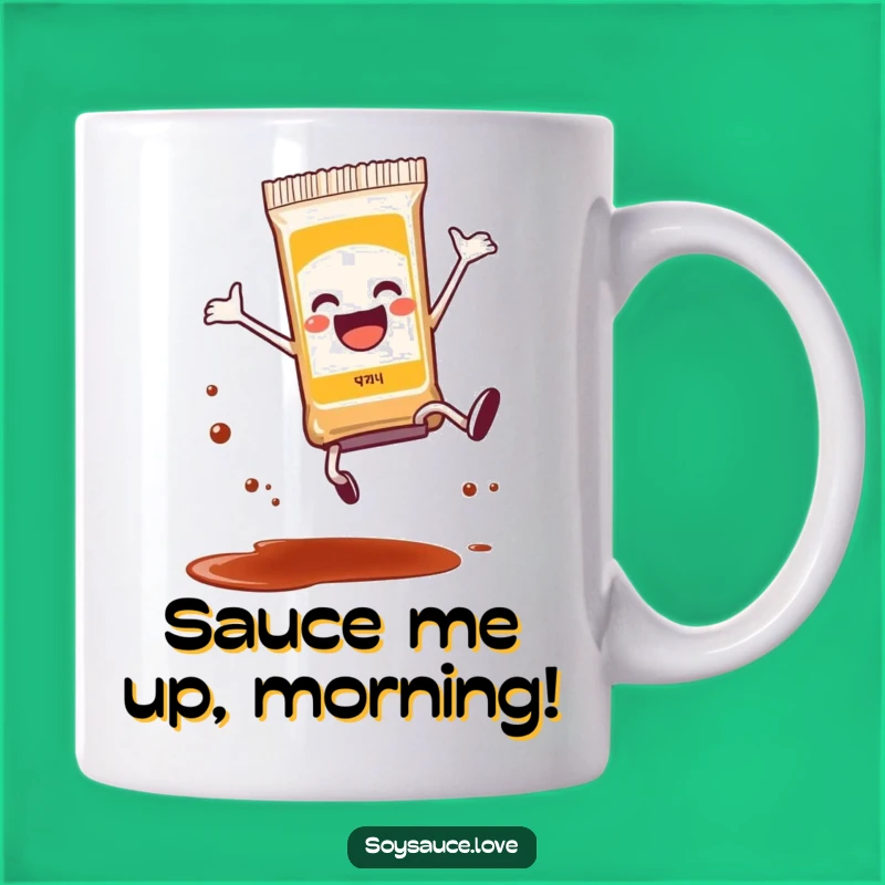 Funny Soy Sauce Packet Cartwheel Mug - Joyful Splatter, Perfect Gift