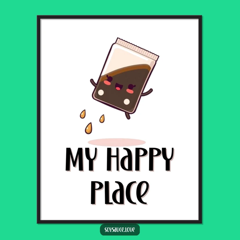 Funny Kawaii Soy Sauce Cartwheel Digital Print, Instant Joy for Your Space