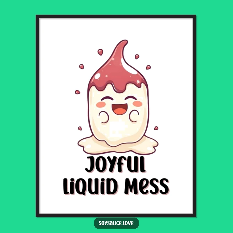 Funny Kawaii Soy Sauce Splat Digital Art: Instant Laughter Decor!