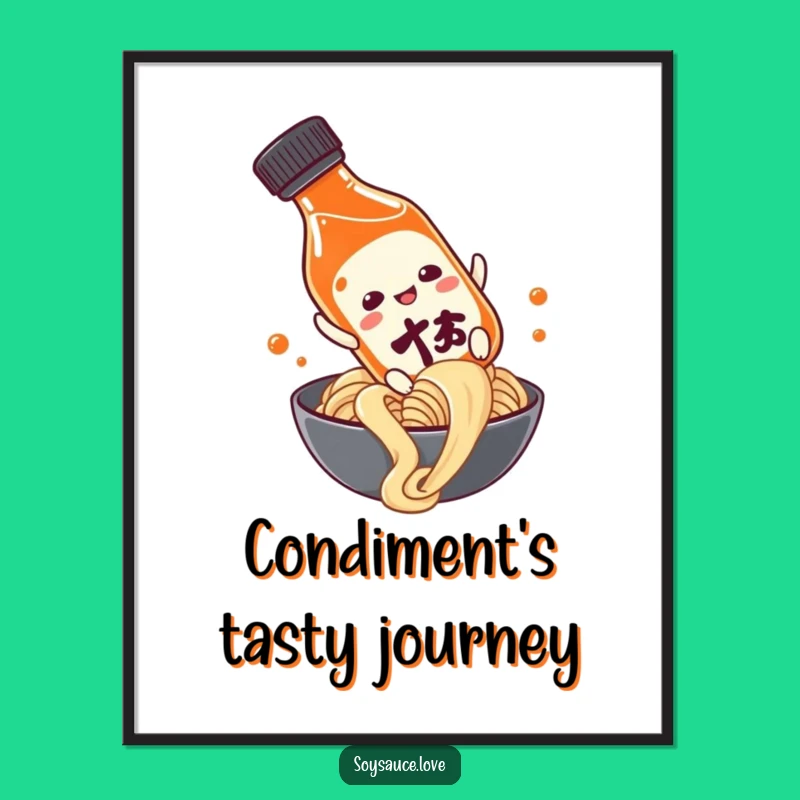 Funny Soy Sauce Noodle Slide Digital Art: A Hilarious Foodie Gift!