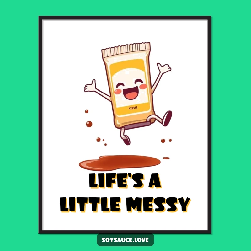 Funny Soy Sauce Packet Cartwheel Digital Art - Energetic Splatter Print, Gift