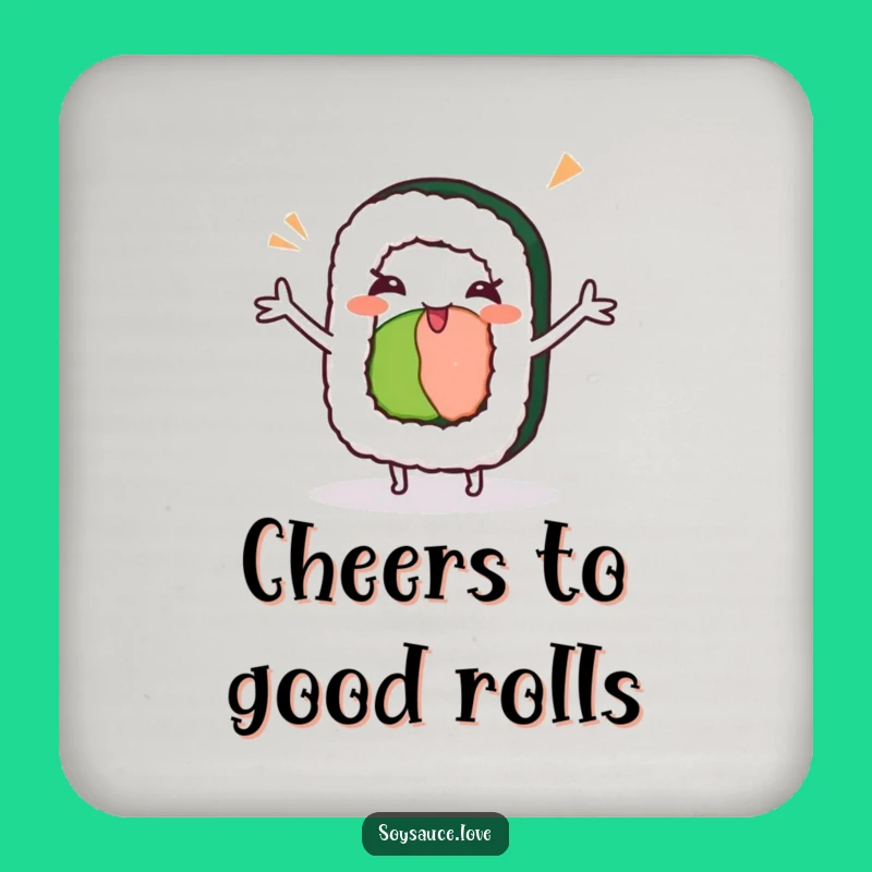 Funny Kawaii Sushi Roll Dance Coaster - Winking Sushi Drink Protector, Gift