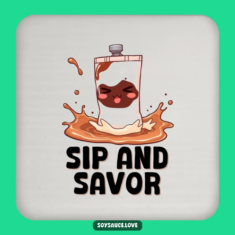 Funny Soy Sauce Sachet Coaster - Playful Splash Drink Protection Gift
