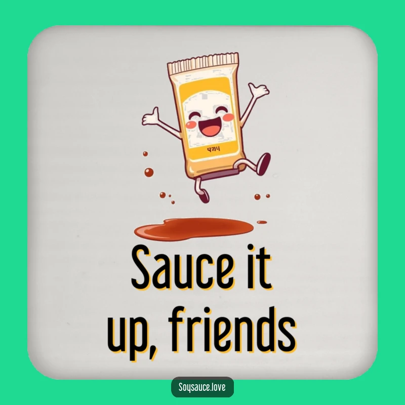 Funny Soy Sauce Packet Cartwheel Coaster - Splatter Drink Protector, Gift