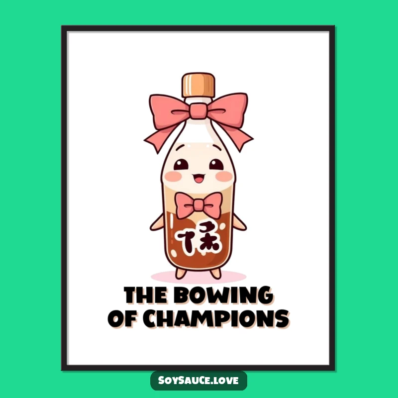 Funny Bowing Soy Sauce Bottle Poster: Decorate with Polite Humor!