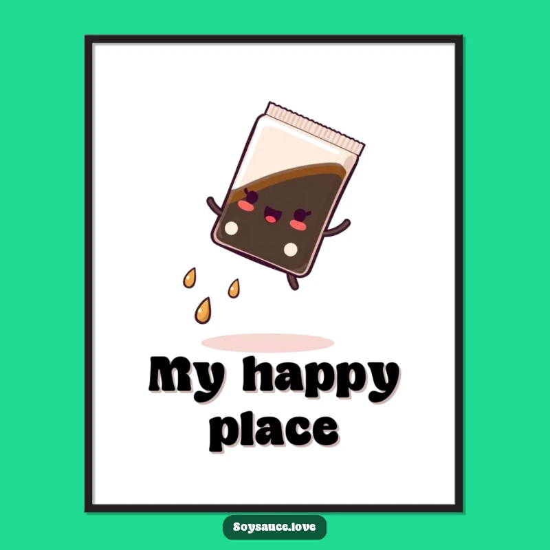 Funny Kawaii Soy Sauce Cartwheel Poster, Quirky Wall Art for Playful Spaces