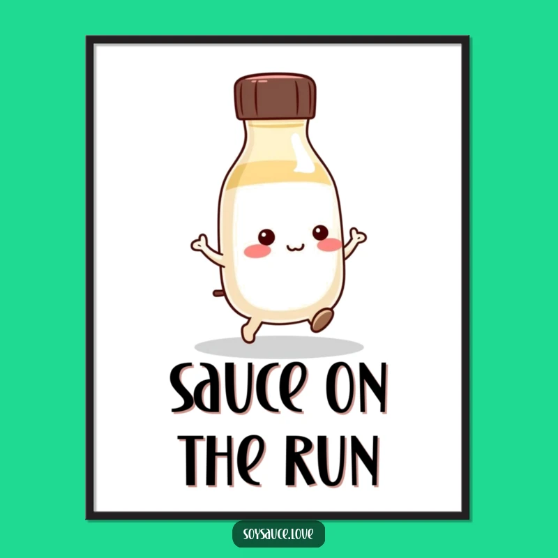 Funny Kawaii Soy Sauce Hop Poster: Add Whimsy to Walls!