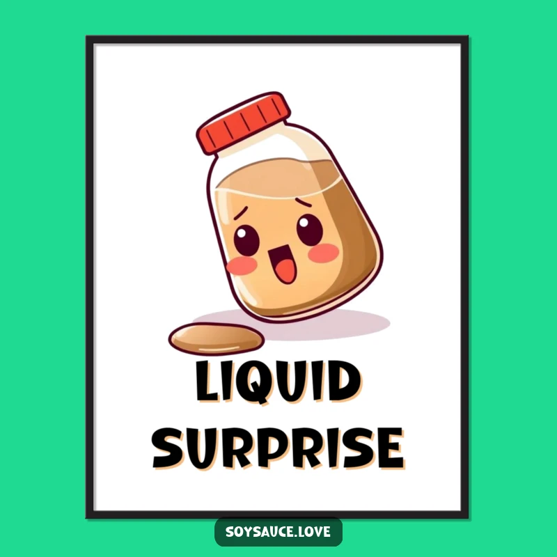 Funny Kawaii Soy Sauce Poster, Hilarious Surprise Art, Great Funny Gift