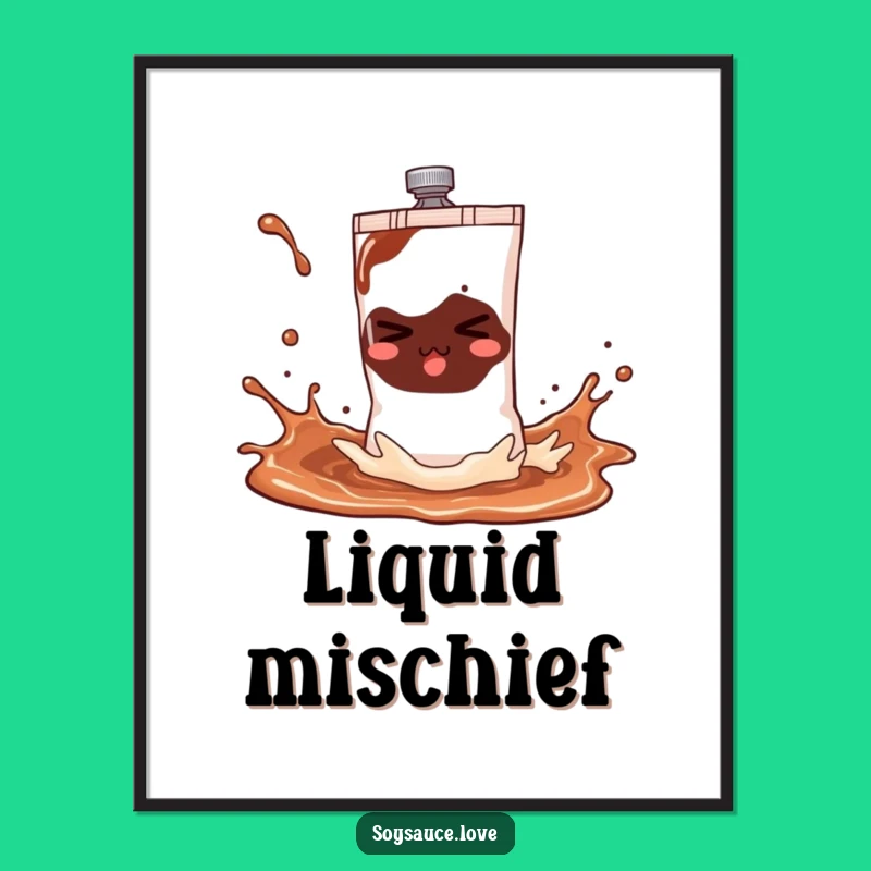 Funny Soy Sauce Sachet Splash Poster - Hilarious Wall Art Gift