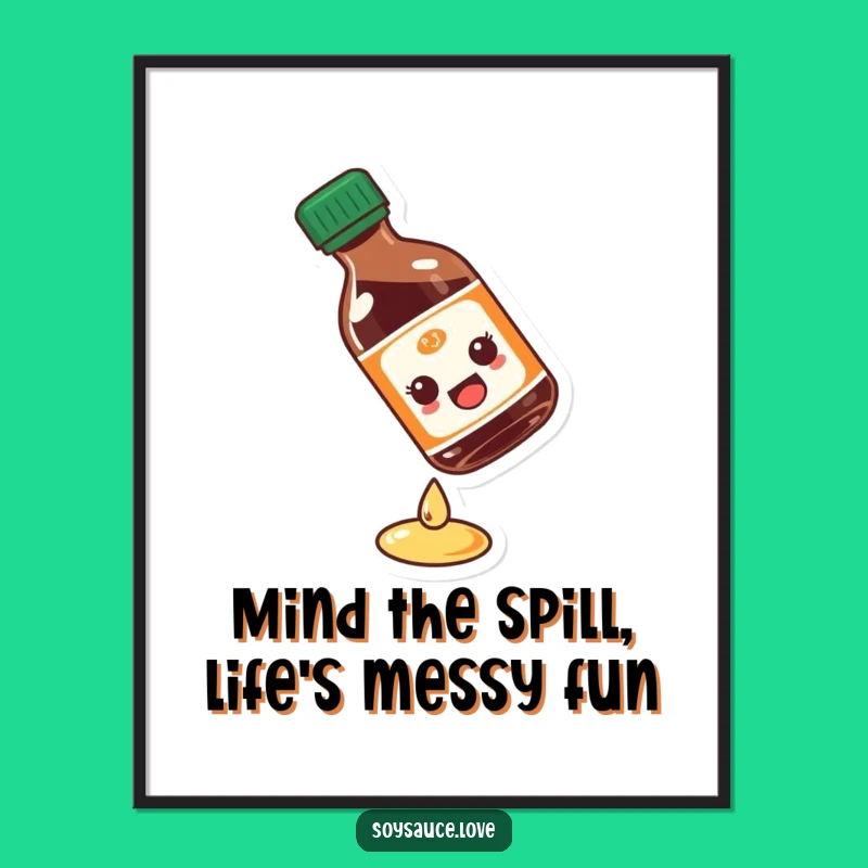 Funny Free Printable Wall Art: Slipping Soy Sauce Bottle - Quirky Downloadable Decor