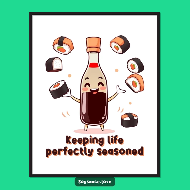 Free Printable Wall Art: Juggling Soy Sauce, Funny Downloadable Decor