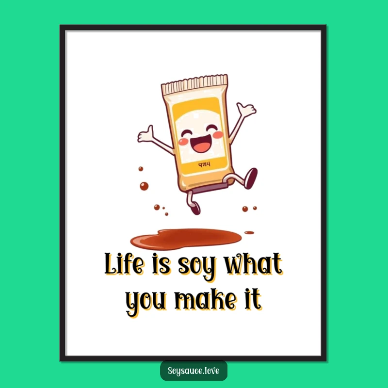 Free Printable Wall Art: Soy Sauce Packet Cartwheel Funny Downloadable Decor
