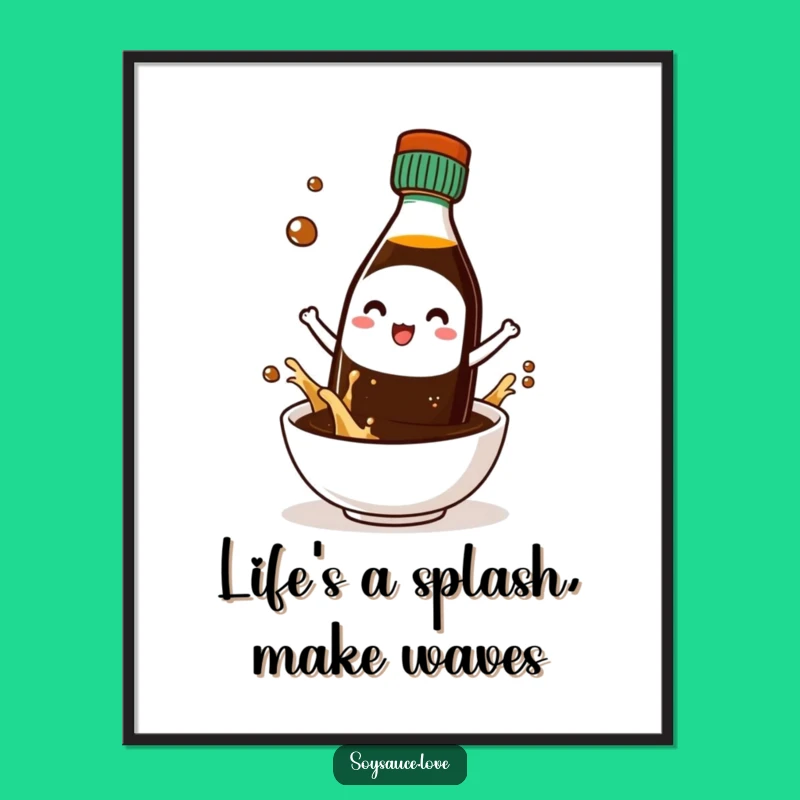 Free Printable Wall Art: Kawaii Soy Sauce Splash Funny Downloadable Decor