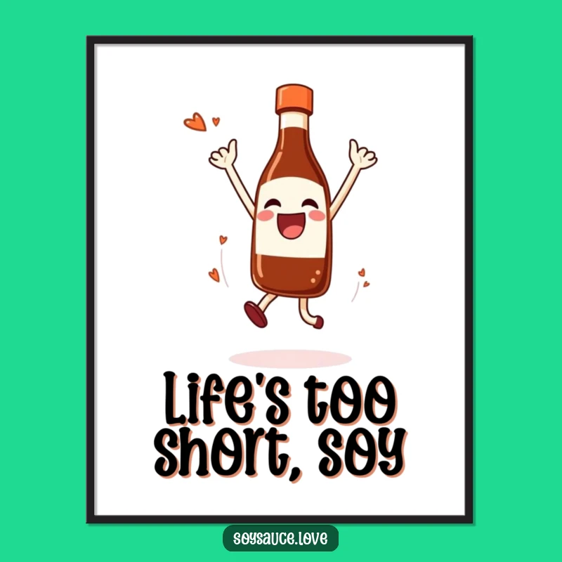 Funny Free Printable Wall Art: Jumping Soy Sauce Bottle - Quirky Food Decor