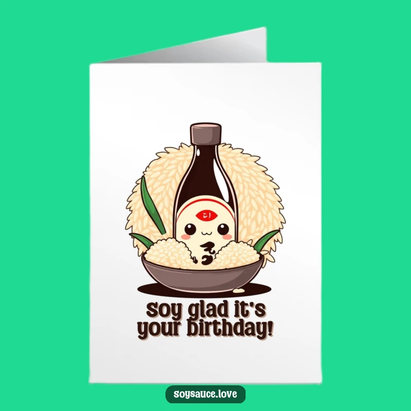 Cute Free Printable Birthday Card: Soy Sauce Bottle Hiding Funny Downloadable Gift