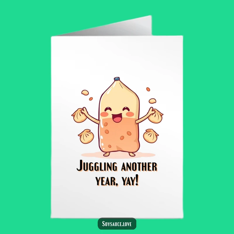 Free Printable Birthday Card: Juggling Dumpling Sachet Fun - Instant Download Gift