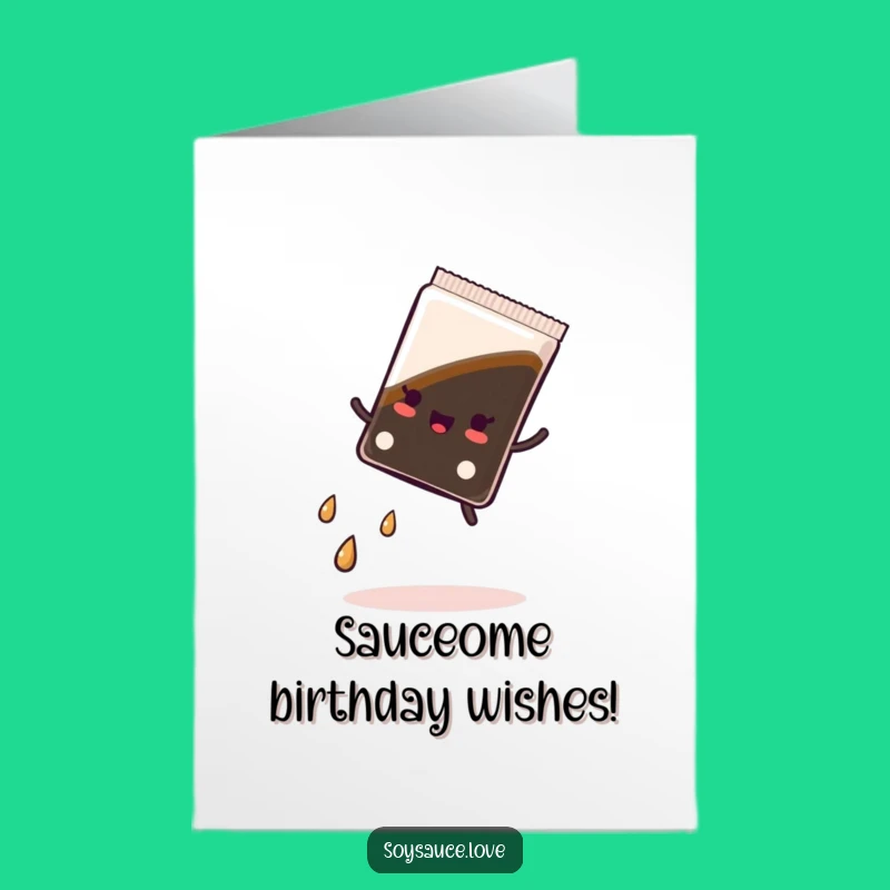 Free Printable Birthday Card: Kawaii Soy Sauce Cartwheel Fun - Funny Anime Downloadable Gift