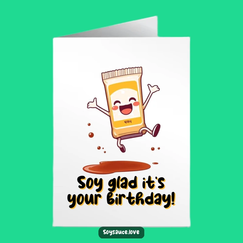 Free Printable Birthday Card: Soy Sauce Packet Cartwheel Funny Downloadable Greeting