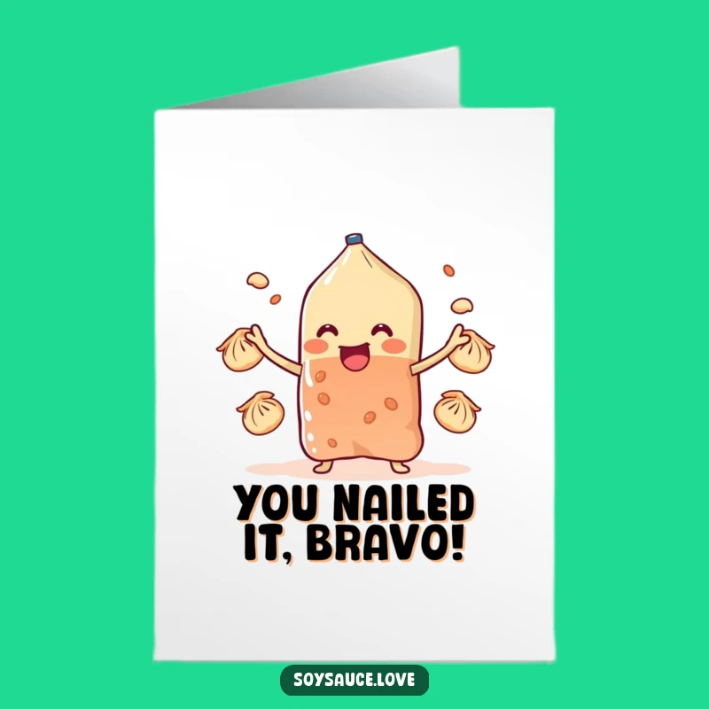 Free Printable Congrats Card: Dumpling Juggling Sachet Success - Downloadable Gift