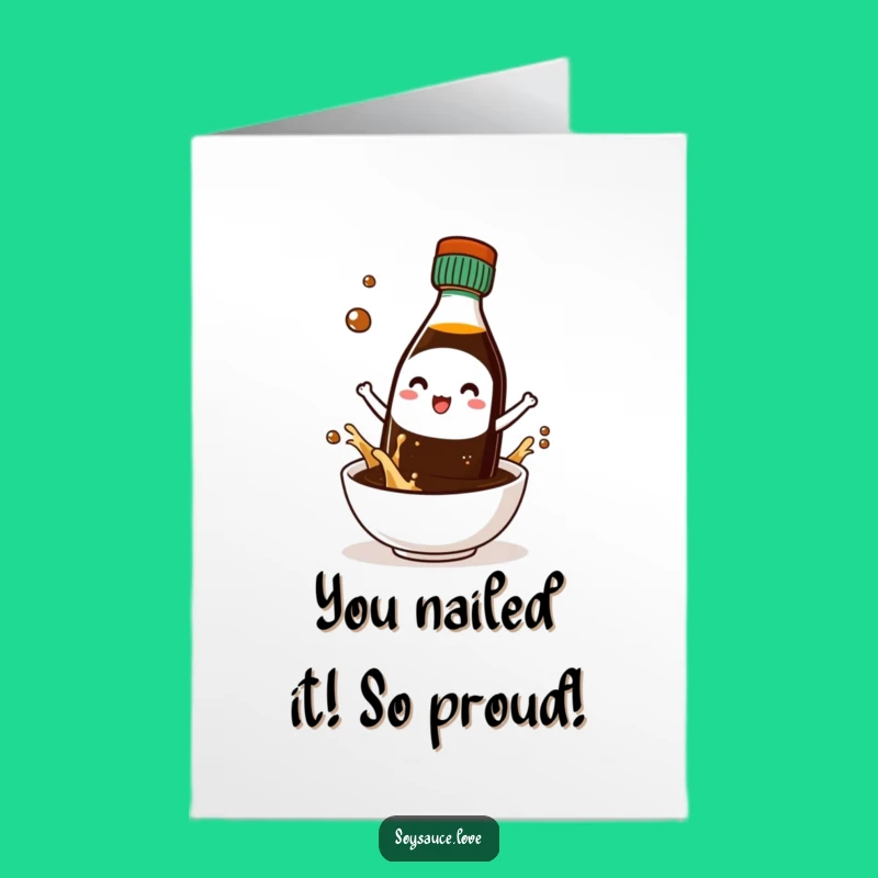 Free Printable Congrats Card: Kawaii Soy Sauce Splash Funny Downloadable Greeting