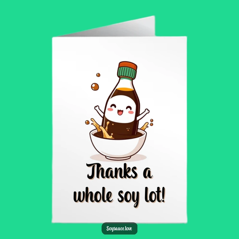 Free Printable Thank You Card: Kawaii Soy Sauce Splash Funny Downloadable
