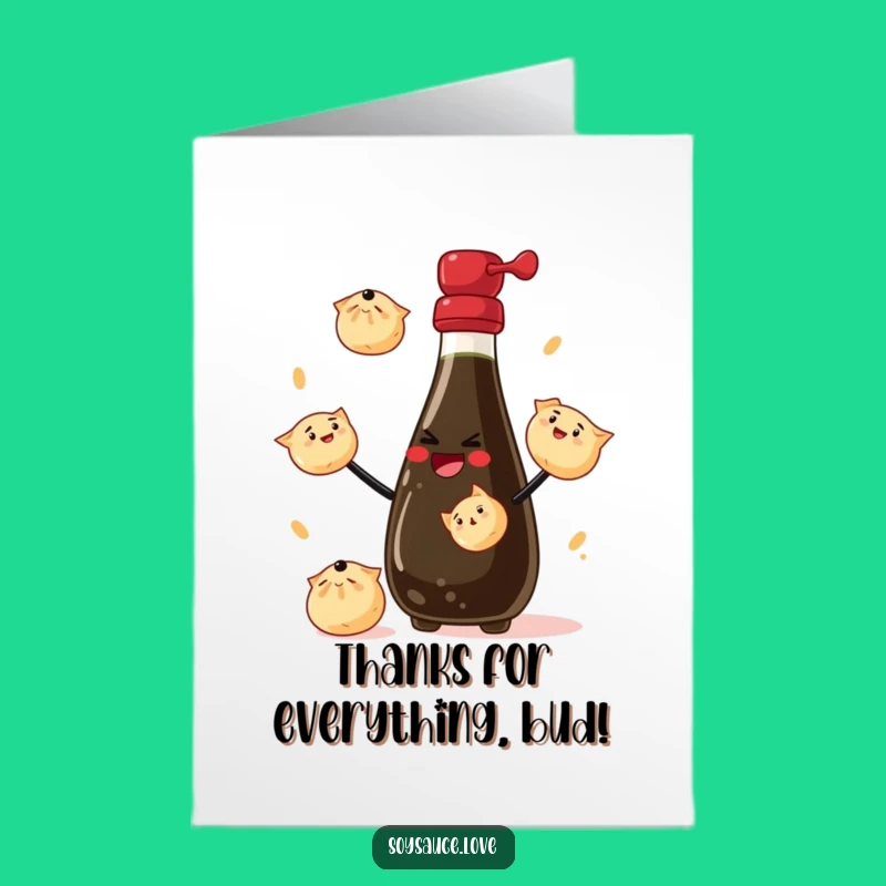 Free Printable Thank You Card: Juggling Dumplings from Soy Sauce Bottle
