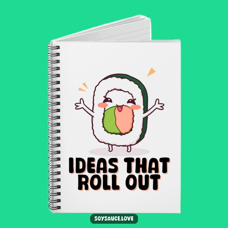 Funny Kawaii Sushi Roll Dance Notebook - Winking Sushi Journal, Gift