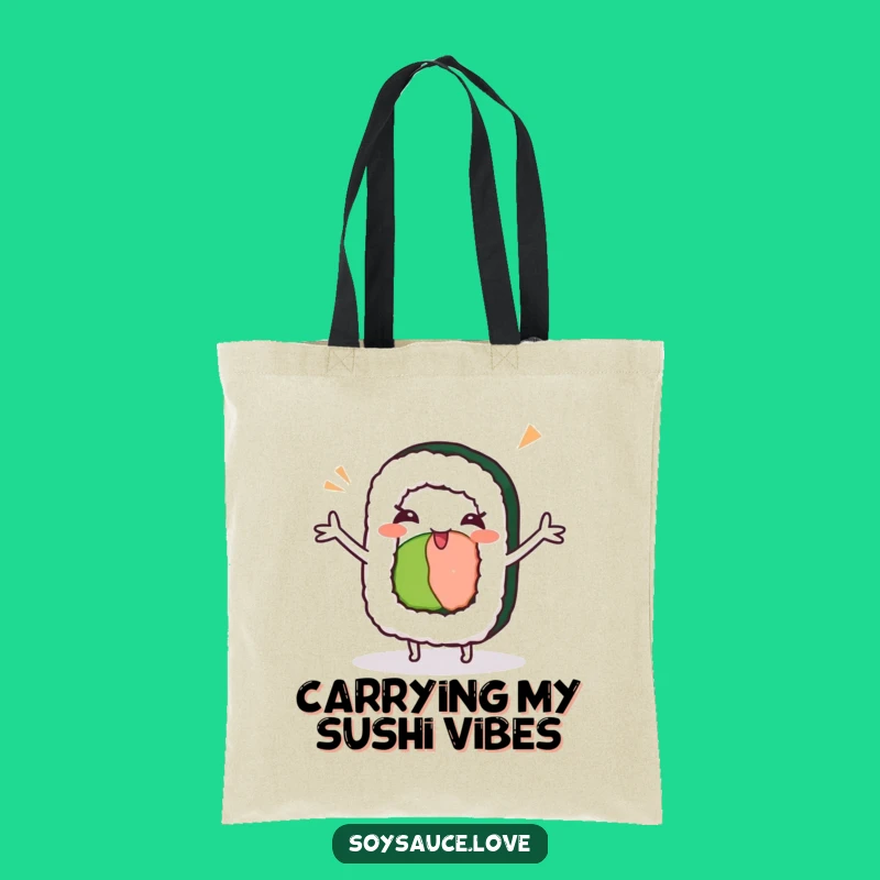 Funny Kawaii Sushi Roll Dance Tote Bag - Winking Sushi Accessory, Gift Choice